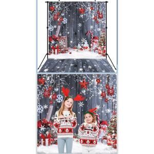 7By5 FT Christmas Wood Wall Photography Banner Backdrop Holiday Snowflake H5